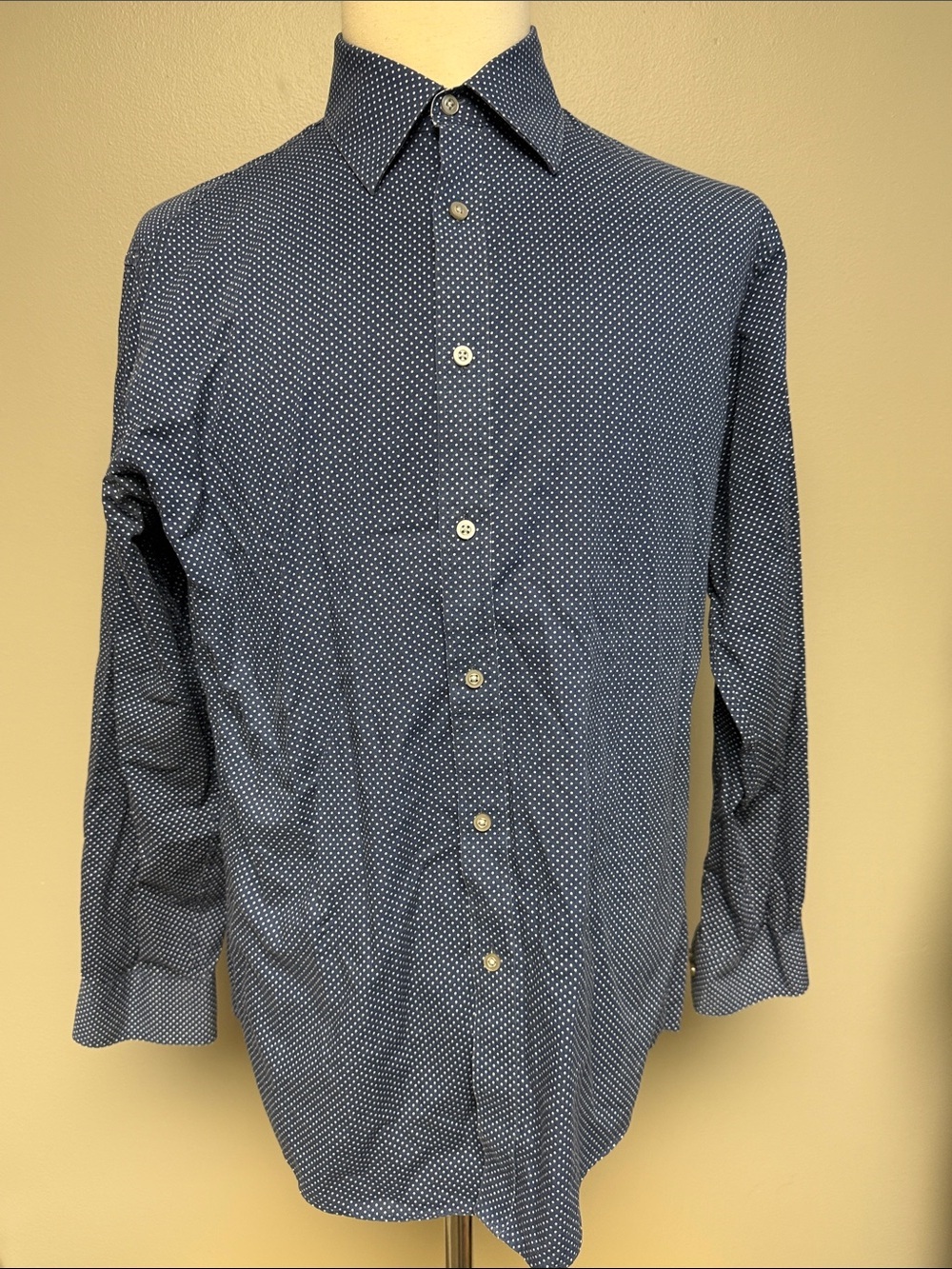Sean John Polka Dot Button Down Shirt 16.5 Tailored Fit Cotton